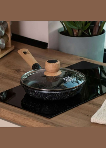 Сковорода з антипригарним мармуровим покриттям та кришкою 22 см, MGC (328603472)