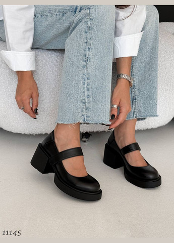 No Brand Туфельки з натуральної шкіри на липучці, чорні чорний з, — (316221815)