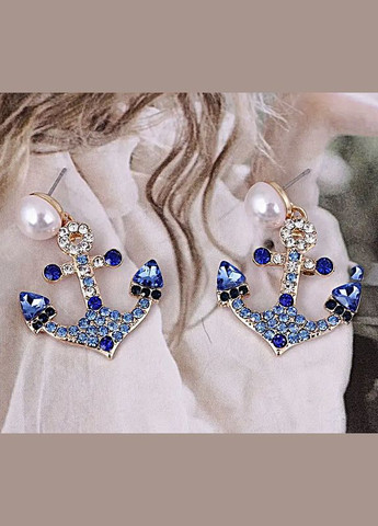 Сережки бижутерия с камнями Якоря No Brand (342116489)
