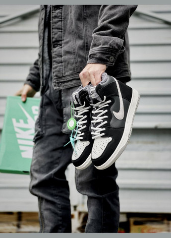 Черные зимние кроссовки зимние мужские nike sb dunk winter high black fur | найк сб данк черные с мехом No Brand