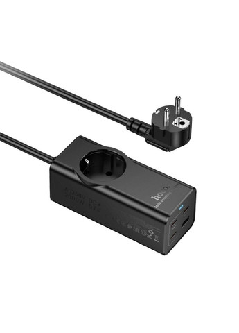 Сетевой удлинитель NS9 Wisdom 1-position (PD67W/3C1A) desktop socket (EU/GER) Black Hoco (335807128)