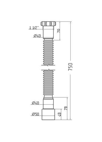Гнучка труба АС-1013 1 1/2″х40/50 з гайкою, 750мм Waterstal (335040965)