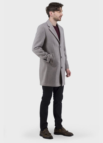 Светло-серое демисезонное Мужское среднее шерстяное пальто с вискозой, английский воротник, прямой крой, классический стиль Simoni (светлосерый, ), 47254 No Brand
