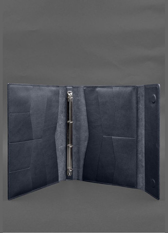 Кожаная папка для документов "Семейная" А4 на сегрегаторе с файлами темно-синяя (A-028630) BlankNote (330144495)