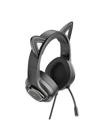 Наушники накладные W107 игровые с ушками и LED подсветкой Jack 3.5 phantom cat Hoco (373641179)
