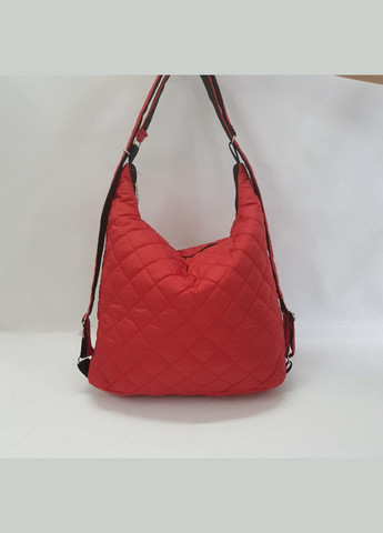 Жіноча сумка-рюкзак з кишенями стьобана плащівка червона No Brand (318442909)