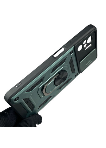 Чохол для Poco M5s броньований з кільцем-тримачем підставкою зі шторкою на сяомі поко м5с зелений rg1 Xiaomi (366387592)