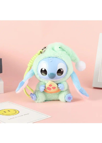 М'яка плюшева іграшка фігурка брелок Стіч в костюмі Лабубу з петлею для підвішування 15 см (480994-Prob) Зелений з піцою Unbranded (350633533)