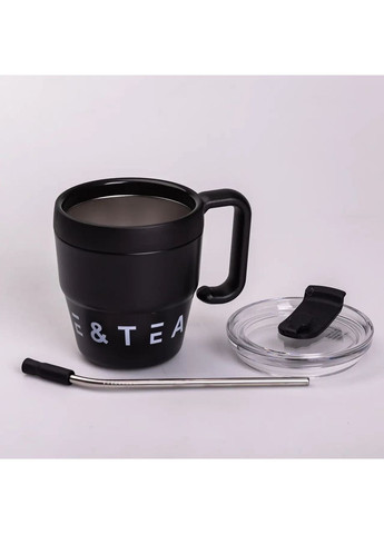 Термочашка Coffee & Tea з трубочкою Чорна Yiwu (362455841)