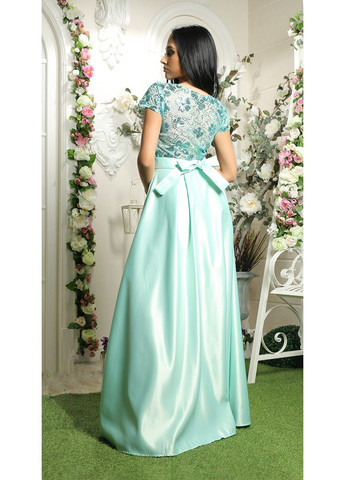 Бирюзовое вечернее платье атлас паетка 8052 мята Tanita-Romario