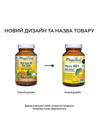 Витамины и минералы Men's 40+ One Daily, 60 таблеток MegaFood (293338281)