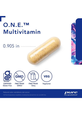 Мультивітаміни та мінерали (O.N.E Multivitamin) 1 на день 60 капсул Pure Encapsulations (361115426)