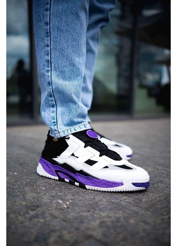Белые летние кроссовки adidas niteball white black violet адидас найтбол No Brand