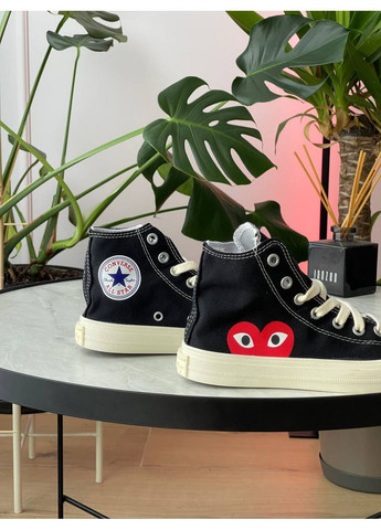 Кроссовки женские и мужские Converse x Comme des Garcons Play Chuck | Конверс черно-белые No Brand чёрно-белые демисезоны (362476492)