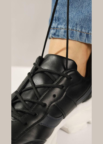 Кросівки жіночі чорні на шнурівці No Brand Демісезонні чорні демісезони (322784755)