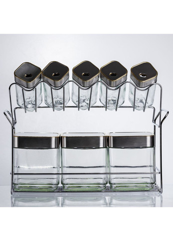 Набір ємностей для зберігання 8 штук по 100/700 мл на металевій підставці HP-1347 Yiwu (370802084)