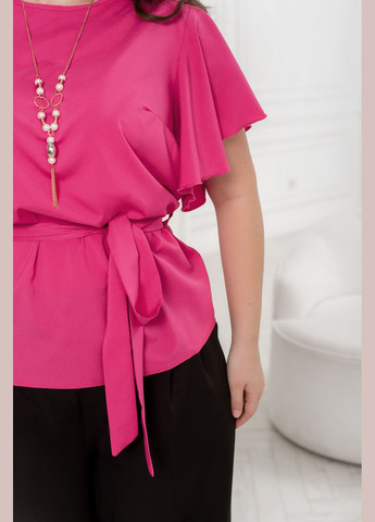 Малиновая летняя блузка с поясом No Brand