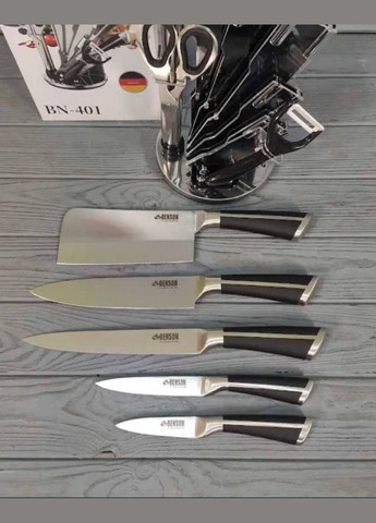 Набор ножей 9 предметов на хорошей подставке Benson комбинированные,