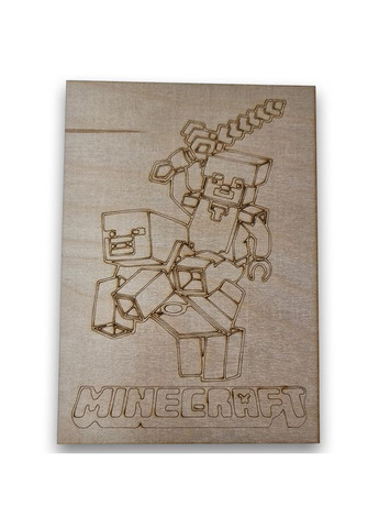 Фанера для випалювання 4 мм, зображення "Minecraft 2", формат А5. Художнє тонування. KOGOTOK (335056184)