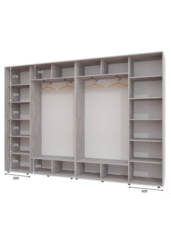 Шафа-купе чотиридверна 340*45*230 см Індастріал 4 двері Дзеркало ШК-02 Алекса (360478232)