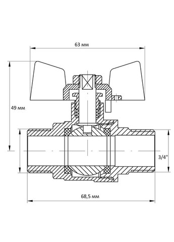 Кран шаровый 3/4" ШШБ (KR.219) (KR0158) KOER (322006533)