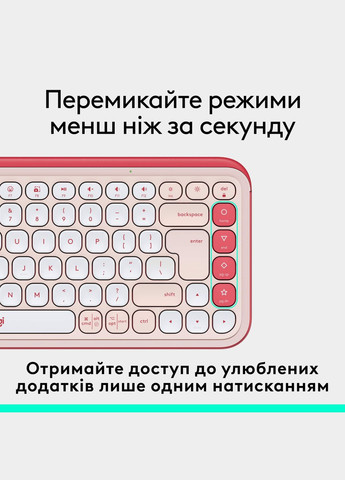 Клавiатура бездротова Pop Icon Keys Rose (920-013073) Logitech (336957278)