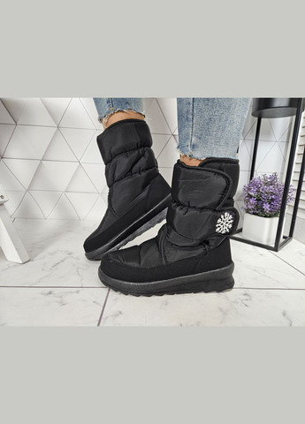Дутики зимові чоботи на хутрі чорні зі сніжинкою на липучці (24 см) sp-2831-4 No Brand (289728599)