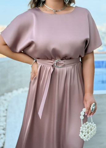 Темно-бежевое праздничный, коктейльное, вечернее вечернее платье шелковое макси длины с открытой спиной и поясом колокол, с открытой спиной No Brand однотонное