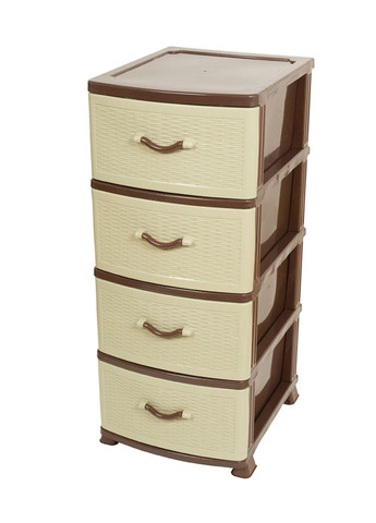 Комод пластиковий 4 ящики 90х46х38, ротанг, бежево-коричневий. Ефе пластик* Efe Plastics (345122334)