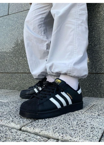 Чорні кросівки чоловічі adidas superstar black адідас суперстар чорні демісезон No Brand