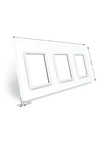 Рамка 3-постова, загартоване скло, біла, 223×80 мм (VL-P7E/E/E-6W) Livolo (370972025)
