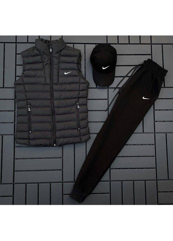 Чорний комплект 5 в 1 nike :кепка,жилетка,кофта,штани,футболка,весна-літо-осінь Україна
