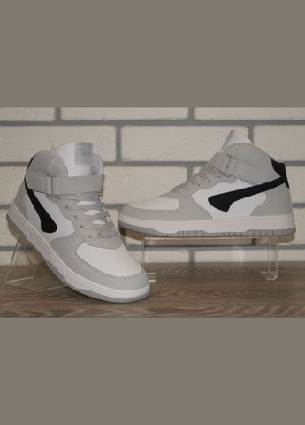 Цветные повседневные, кэжуал осенние хайтопы подростковые демисезонные / ботинки подростковые демисезонные белые с серым FDEK