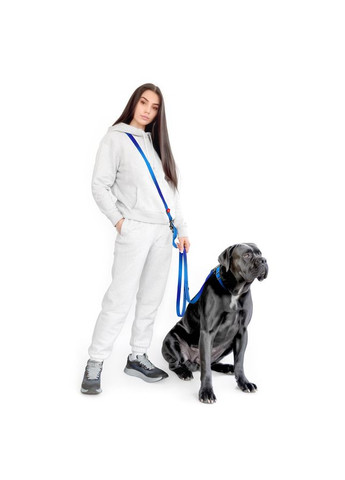 Поводок-переследка для собак Nylon Mono, светоотражающий, М, Ш 20 мм, Дл 300 см, синий WAUDOG (330680256)