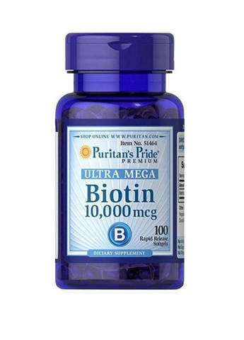Puritan's Biotin 10 000 mg Біотін 10 000 мг 100 табл Pride (290704332)