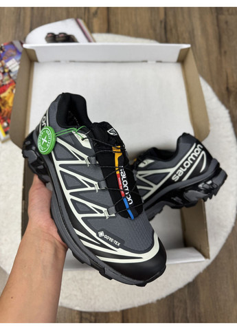 Серые демисезонные кроссовки мужские salomon xt-6 expanse grey black white саломон xt-6 No Brand
