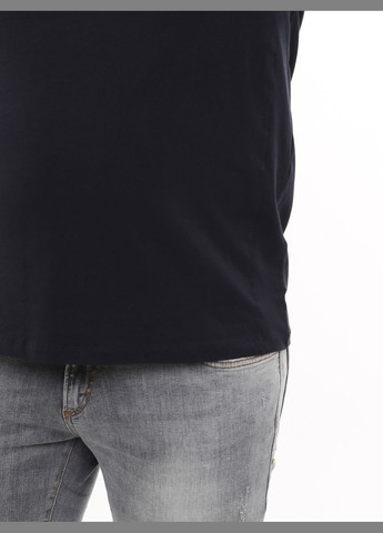 Темно-синяя мужская футболка темно-синяя однотонная большой размер с коротким рукавом Jean Piere Пряма