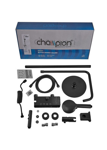 Душова колона зі змішувачем з кнопковим перемикачем з алюмінію PBD-009-J BLACK, 4 режими (CH6549) Champion (322649475)