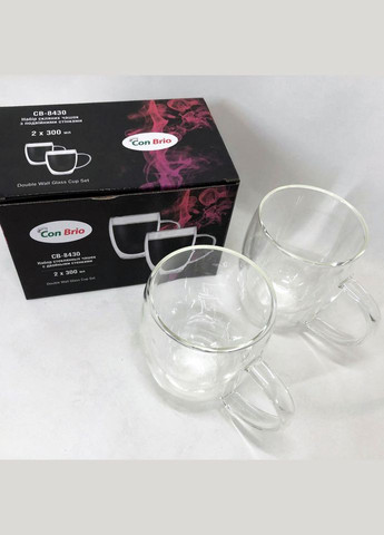 Стакан для чаю з подвійними чаю з подвійними стінками CB-8430-2 300 мл HE-653 2 шт Con Brio (352769482)