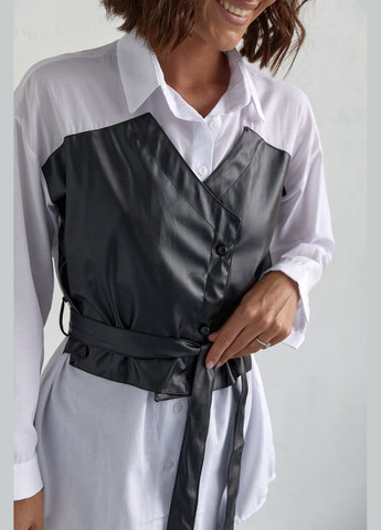 Белая кэжуал рубашка однотонная Lurex с длинным рукавом