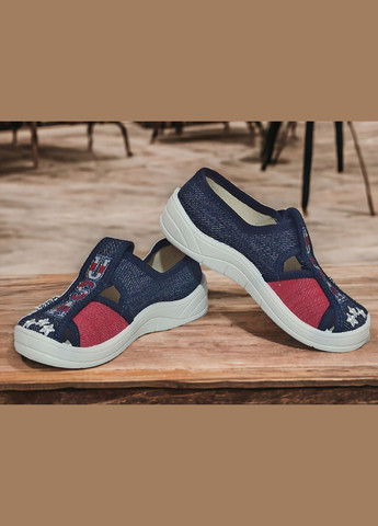 Синие ортопедические тапочки на липучке для мальчика сменная обувь в садик сменка валди Waldi