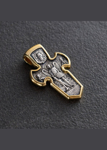 Срібний хрестик з позолотою Розп'яття. Архангел Михаїл 131746 Oniks (267320874)