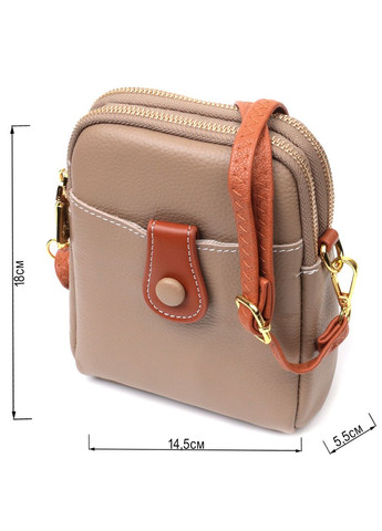 Сучасна кроссбоді трапеція для жінок з натуральної шкіри бежева 22271 Vintage (329195619)