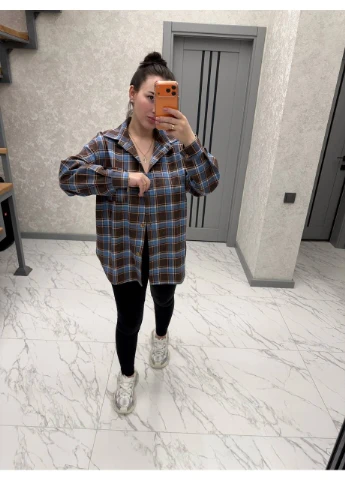Oversize сорочка в клітинку з фланелі (100% бавовна) — ЗАМІРИ В ОПИСІ DK/DL Мода без кордонів (379097129)