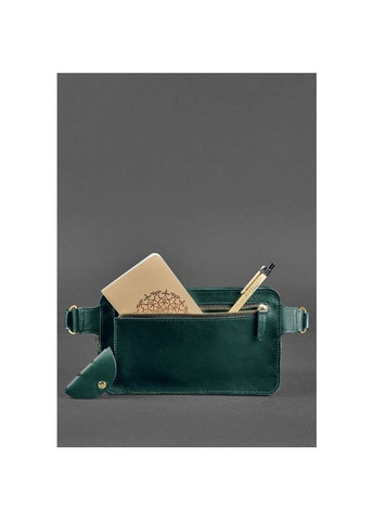 Поясная сумка женская кожаная через плечо Dropbag Maxi зеленая краст BlankNote (302007939)