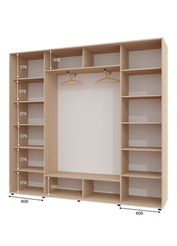 Шафа-купе тридверна 250*45*220 Дуб молочний 2 ДСП/Дзеркало з піскострумним малюнком ШК-05 Алекса (360477398)