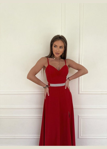 Красное вечернее платье с юбкой-солнце, а-силуэт WINN однотонное