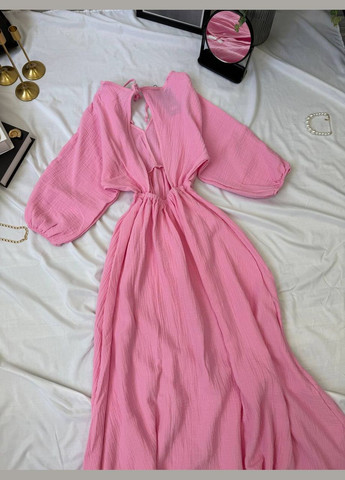 Рожева повсякденний жіноча сукня з мусліну з відкритою спинкою Avanti однотонна