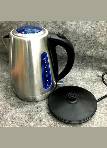 Дисковый металлический электрочайник S12 2 Л компактный электрический чайник металл Sokany (296925805)