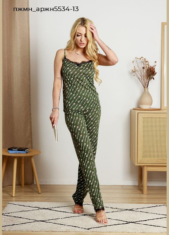 Прозорий комплект жіночий з гіпюром майка та брюки Pijamoni